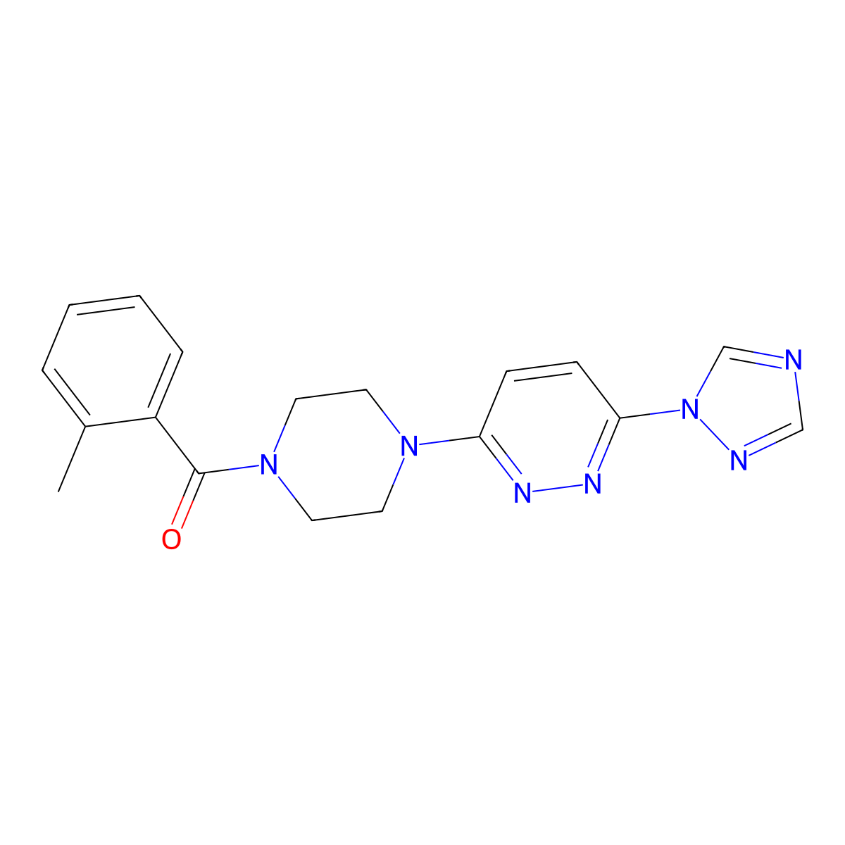 (4-(6-(1H-1,2,4-triazol-1-yl)pyridazin-3-yl)piperazin-1-yl)(o-tolyl)methanone molecular structure, CAS 1797026-66-4