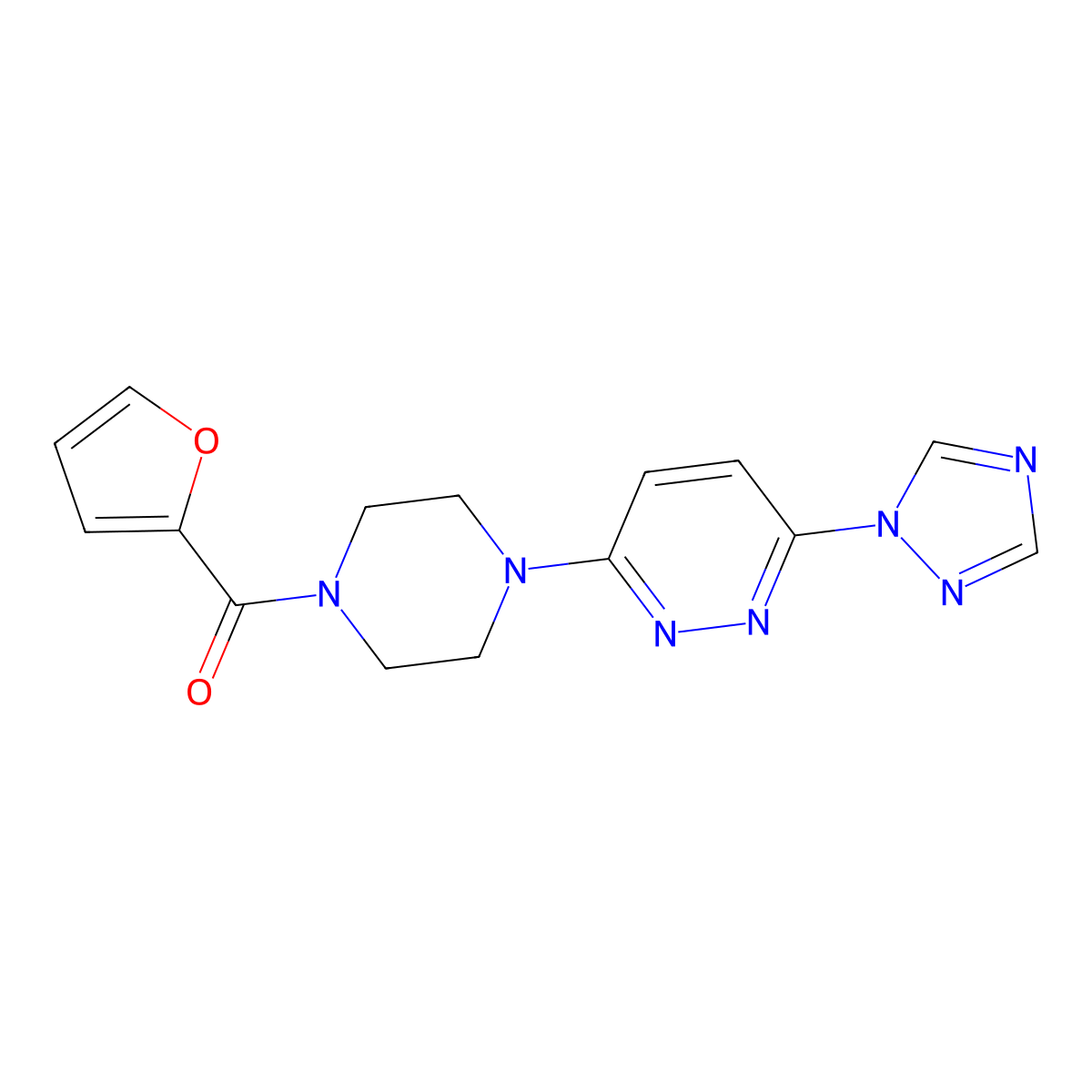 (4-(6-(1H-1,2,4-triazol-1-yl)pyridazin-3-yl)piperazin-1-yl)(furan-2-yl)methanone molecular structure, CAS 1797026-73-3