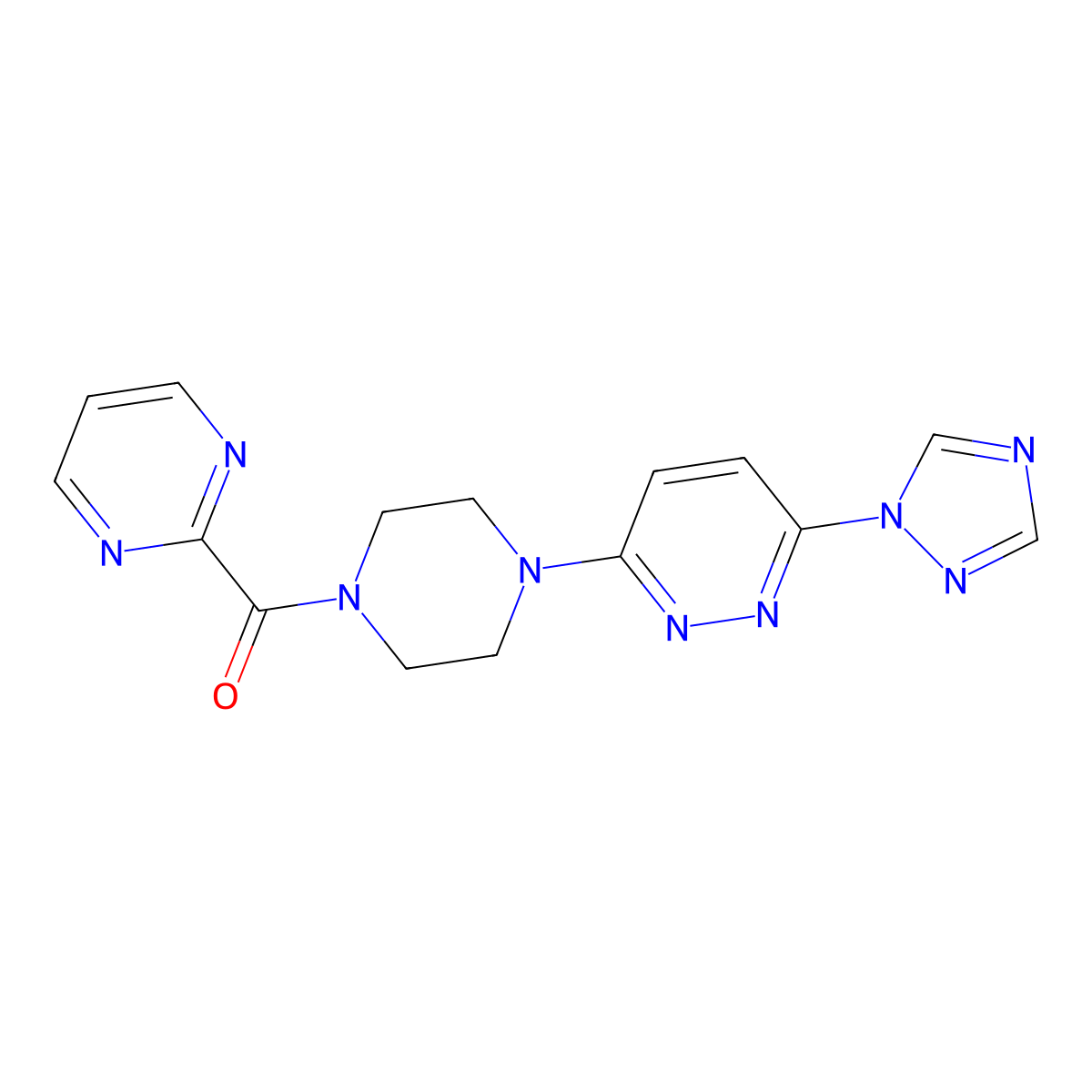 (4-(6-(1H-1,2,4-triazol-1-yl)pyridazin-3-yl)piperazin-1-yl)(pyrimidin-2-yl)methanone molecular structure, CAS 1797026-80-2