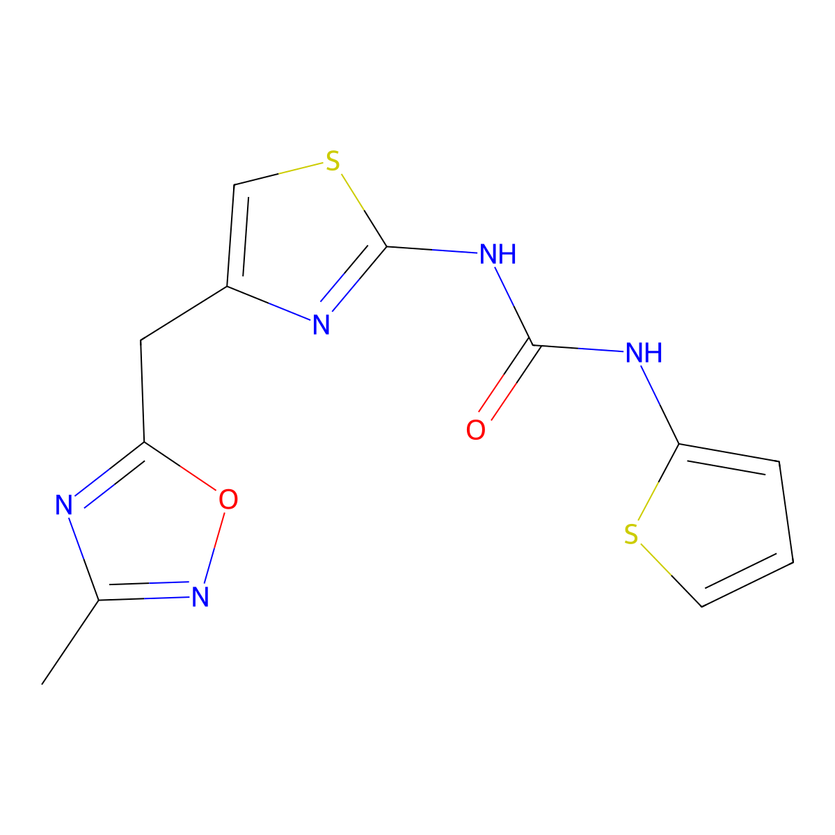 1-(4-((3-Methyl-1,2,4-oxadiazol-5-yl)methyl)thiazol-2-yl)-3-(thiophen-2-yl)urea molecular structure, CAS 1797026-91-5