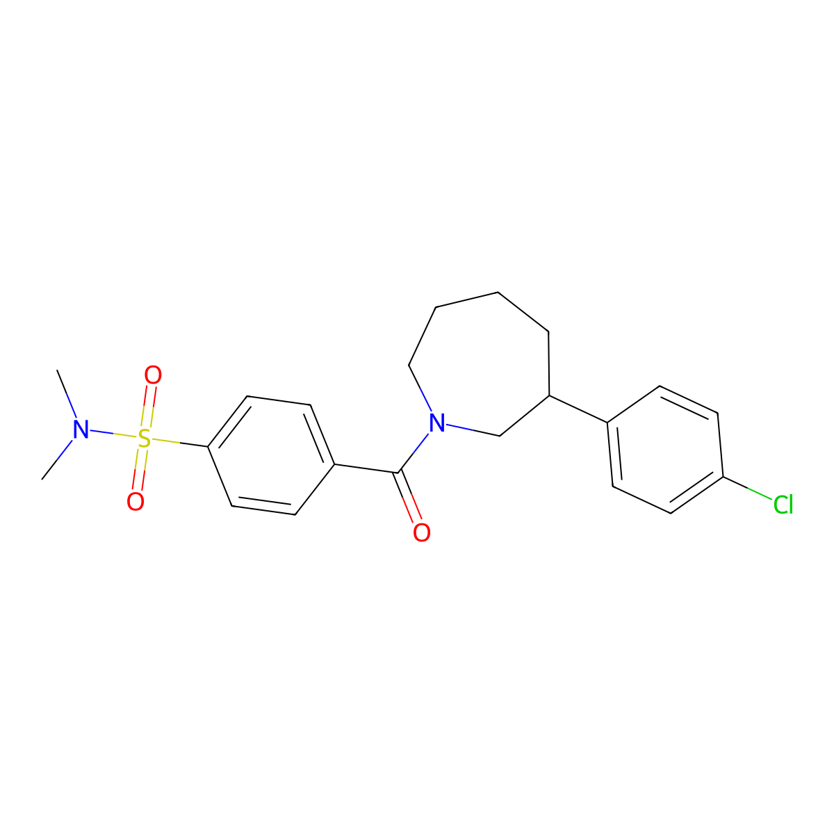4-(3-(4-chlorophenyl)azepane-1-carbonyl)-N,N-dimethylbenzenesulfonamide molecular structure, CAS 1797027-11-2