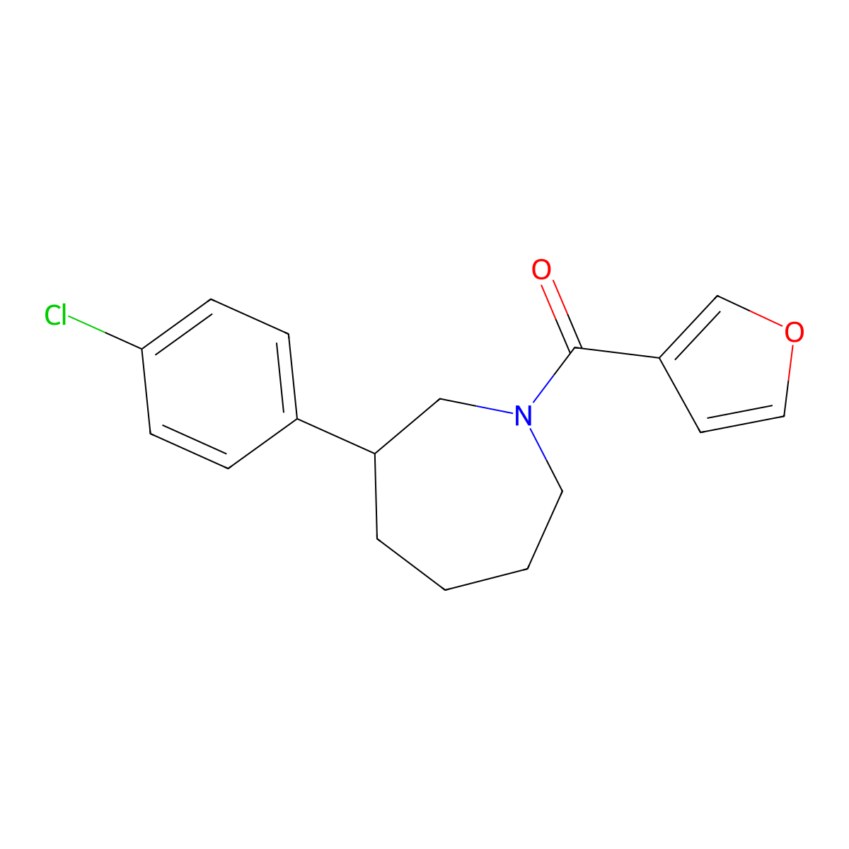 (3-(4-Chlorophenyl)azepan-1-yl)(furan-3-yl)methanone molecular structure, CAS 1797027-15-6