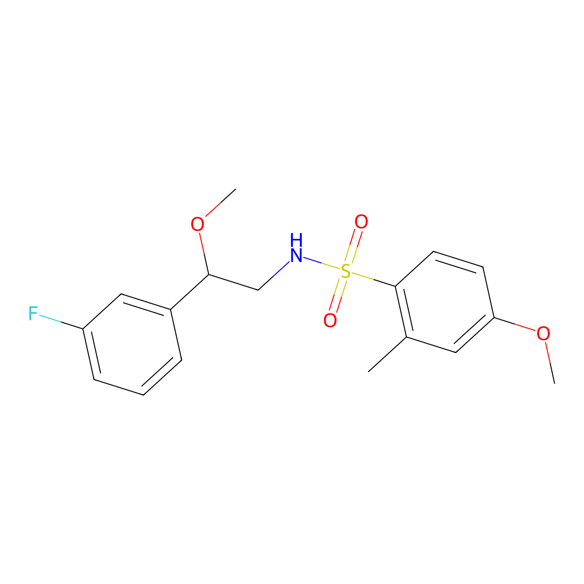 N-(2-(3-fluorophenyl)-2-methoxyethyl)-4-methoxy-2-methylbenzenesulfonamide molecular structure, CAS 1797027-19-0