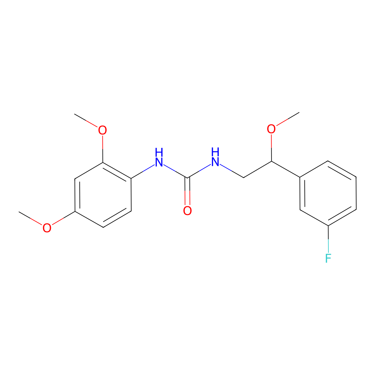 1-(2,4-Dimethoxyphenyl)-3-(2-(3-fluorophenyl)-2-methoxyethyl)urea molecular structure, CAS 1797027-32-7