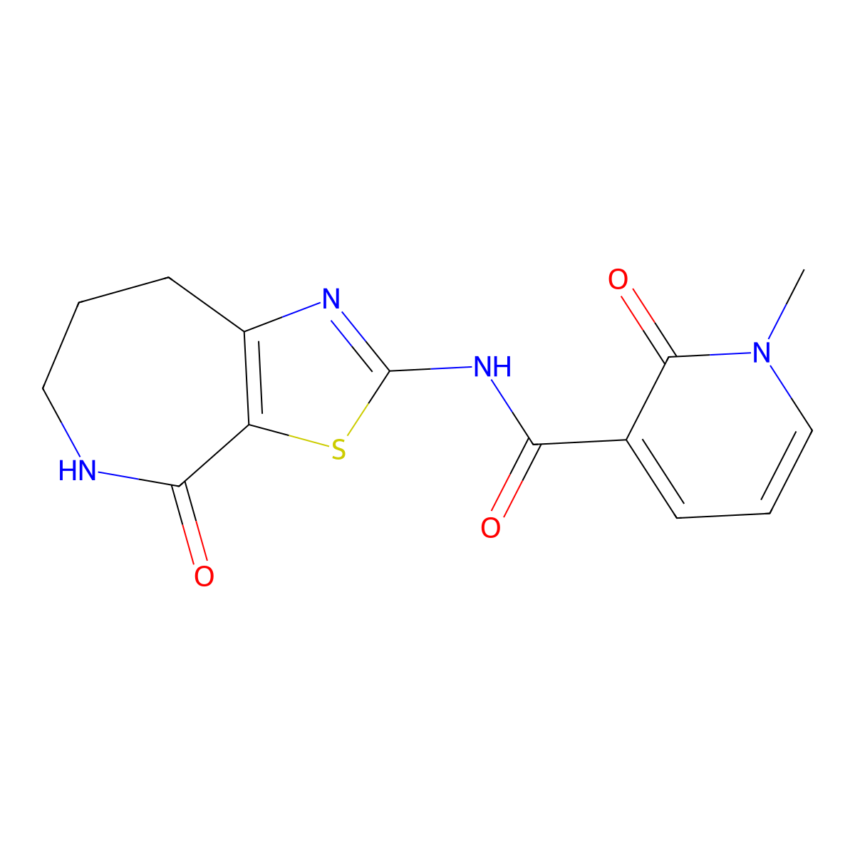 1-methyl-2-oxo-N-(4-oxo-5,6,7,8-tetrahydro-4H-thiazolo[5,4-c]azepin-2-yl)-1,2-dihydropyridine-3-carboxamide molecular structure, CAS 1797027-39-4
