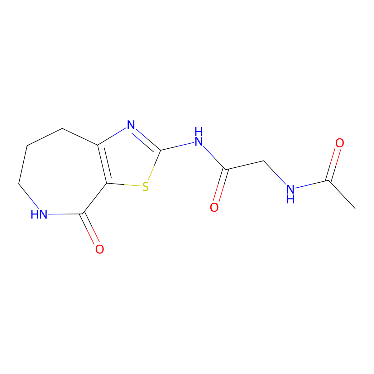 2-acetamido-N-(4-oxo-5,6,7,8-tetrahydro-4H-thiazolo[5,4-c]azepin-2-yl)acetamide molecular structure, CAS 1797027-54-3