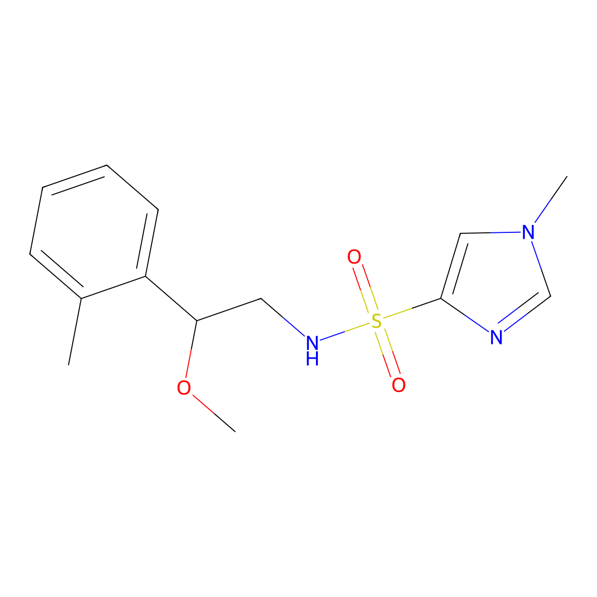 N-(2-methoxy-2-(o-tolyl)ethyl)-1-methyl-1H-imidazole-4-sulfonamide molecular structure, CAS 1797027-79-2