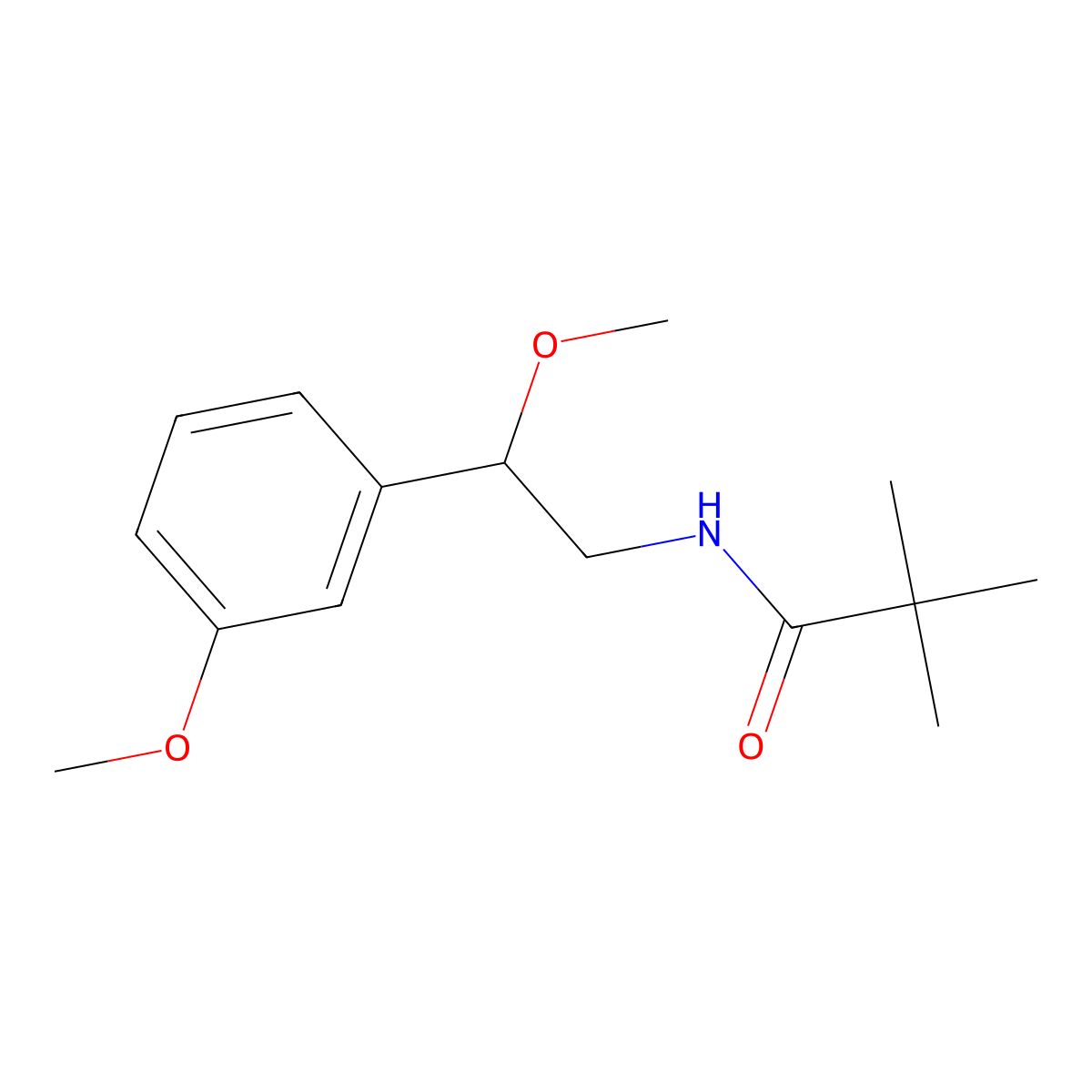 N-(2-methoxy-2-(3-methoxyphenyl)ethyl)pivalamide molecular structure, CAS 1797027-90-7
