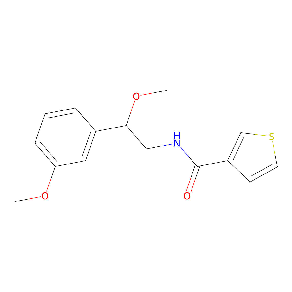N-[2-methoxy-2-(3-methoxyphenyl)ethyl]thiophene-3-carboxamide molecular structure, CAS 1797027-94-1