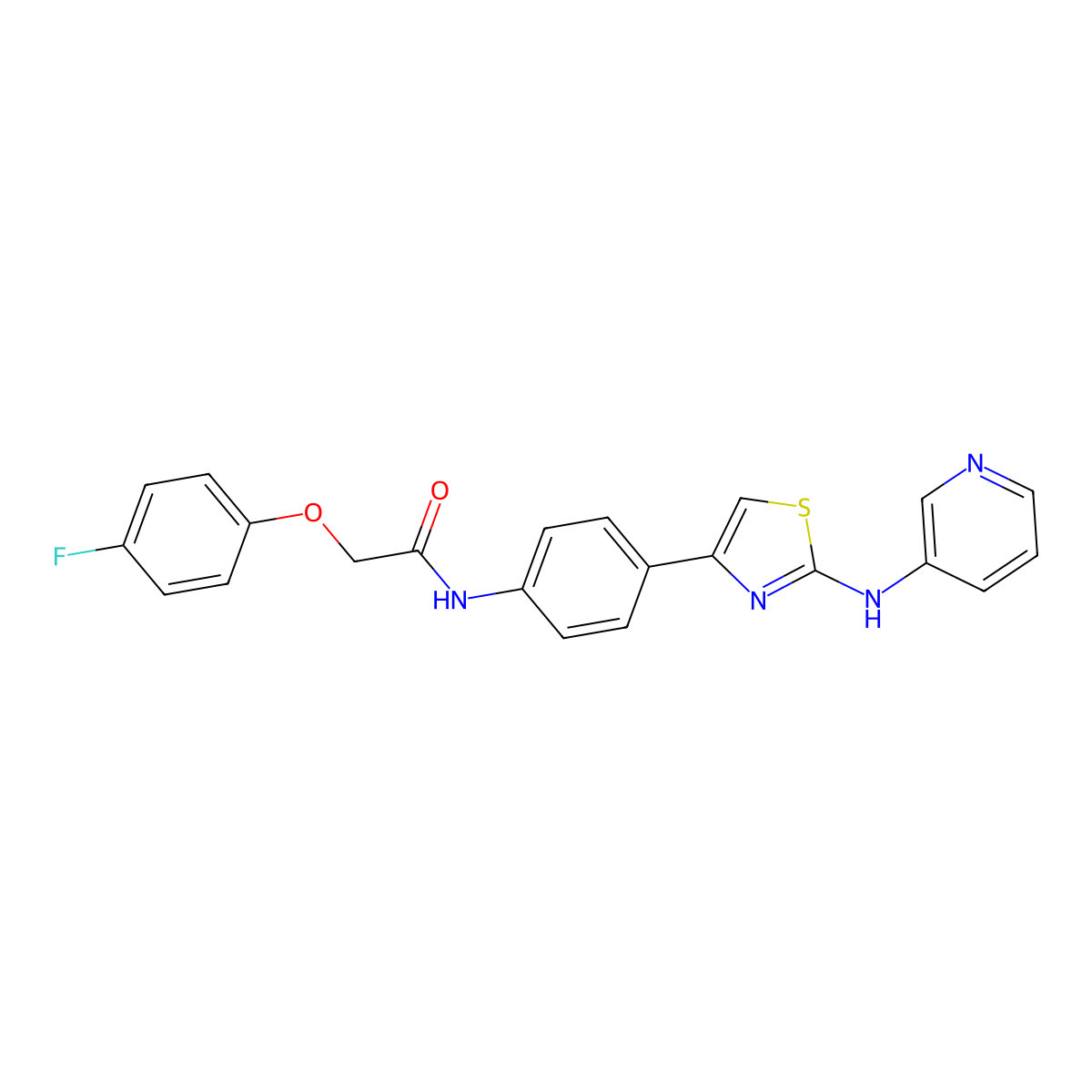 2-(4-fluorophenoxy)-N-(4-(2-(pyridin-3-ylamino)thiazol-4-yl)phenyl)acetamide molecular structure, CAS 1797028-03-5