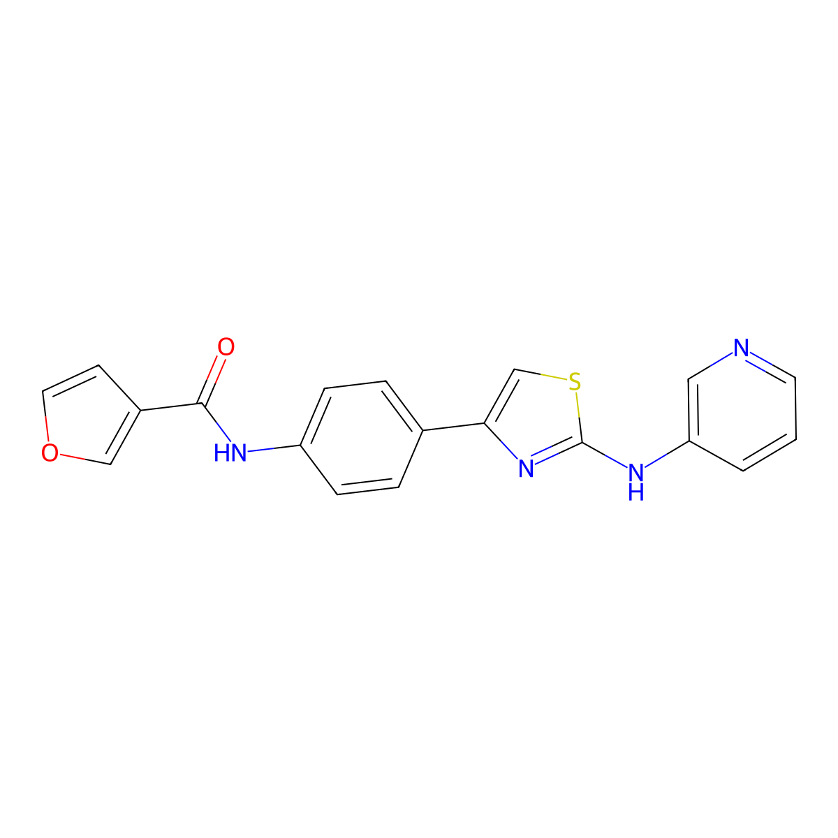 N-(4-(2-(pyridin-3-ylamino)thiazol-4-yl)phenyl)furan-3-carboxamide molecular structure, CAS 1797028-29-5