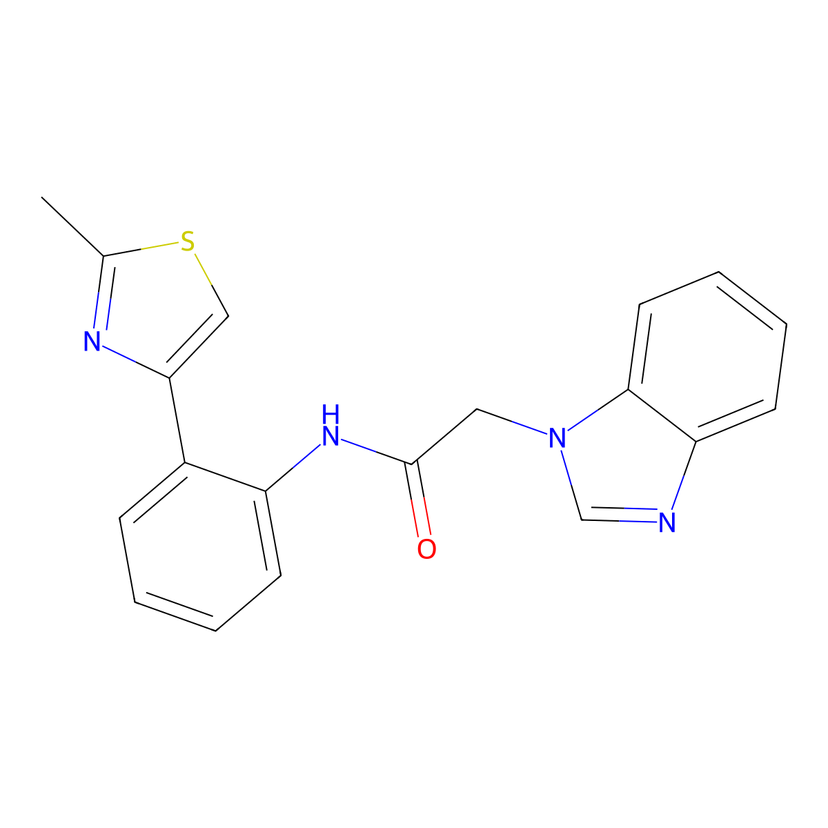 2-(1H-benzo[d]imidazol-1-yl)-N-(2-(2-methylthiazol-4-yl)phenyl)acetamide molecular structure, CAS 1797028-39-7