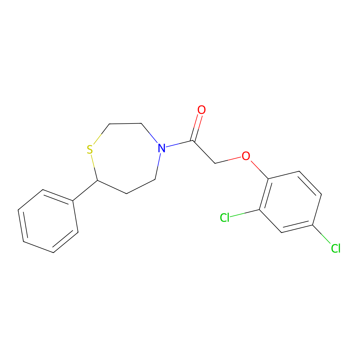 2-(2,4-Dichlorophenoxy)-1-(7-phenyl-1,4-thiazepan-4-yl)ethanone molecular structure, CAS 1797028-61-5