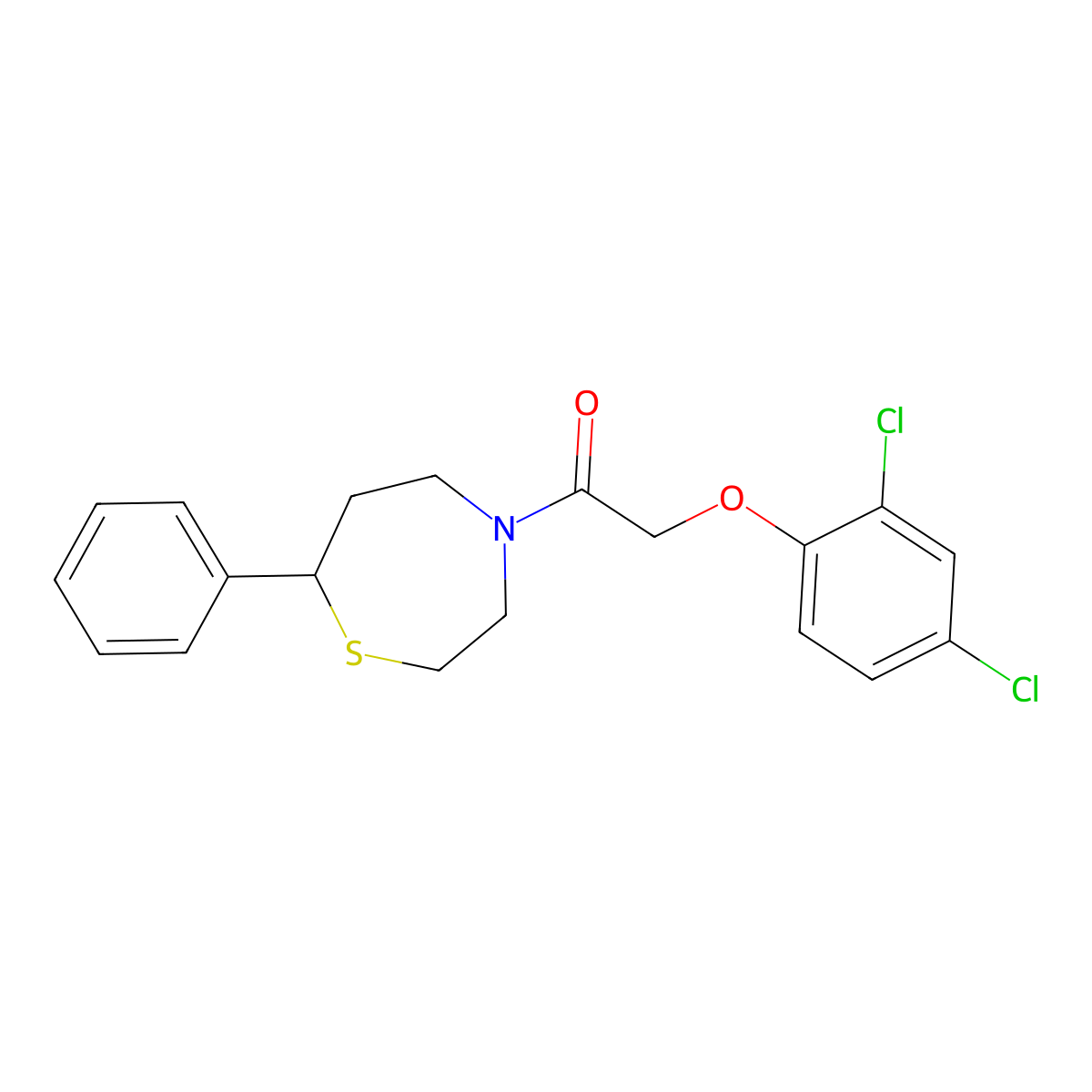 2-(2,4-Dichlorophenoxy)-1-(7-phenyl-1,4-thiazepan-4-yl)ethanone molecular structure, CAS 1797028-61-5