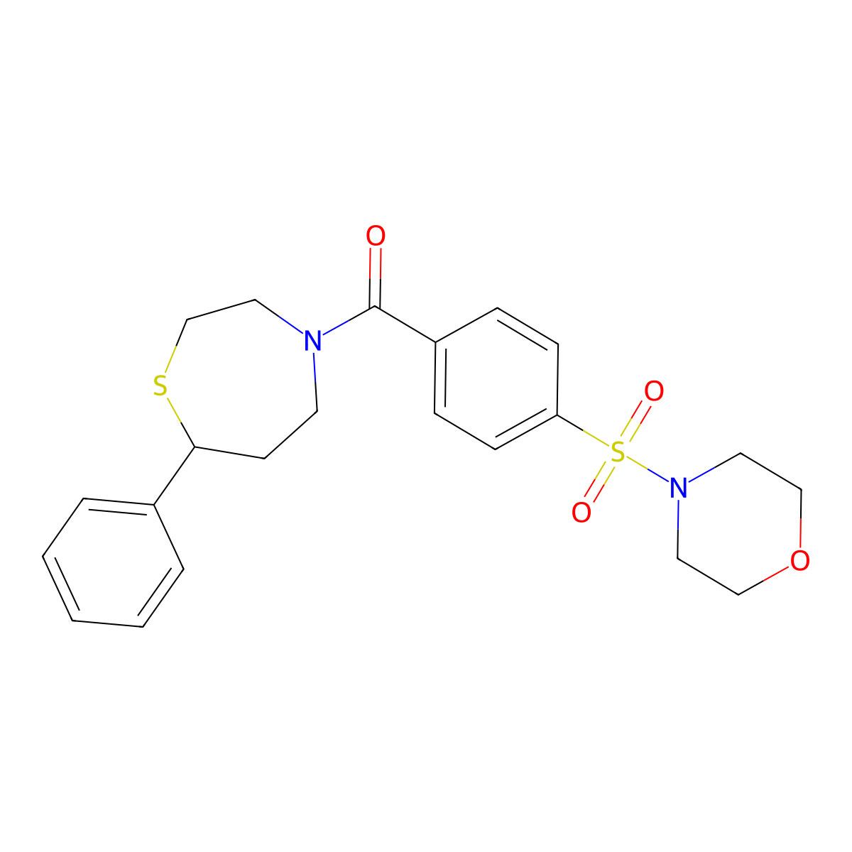 (4-(Morpholinosulfonyl)phenyl)(7-phenyl-1,4-thiazepan-4-yl)methanone molecular structure, CAS 1797028-72-8