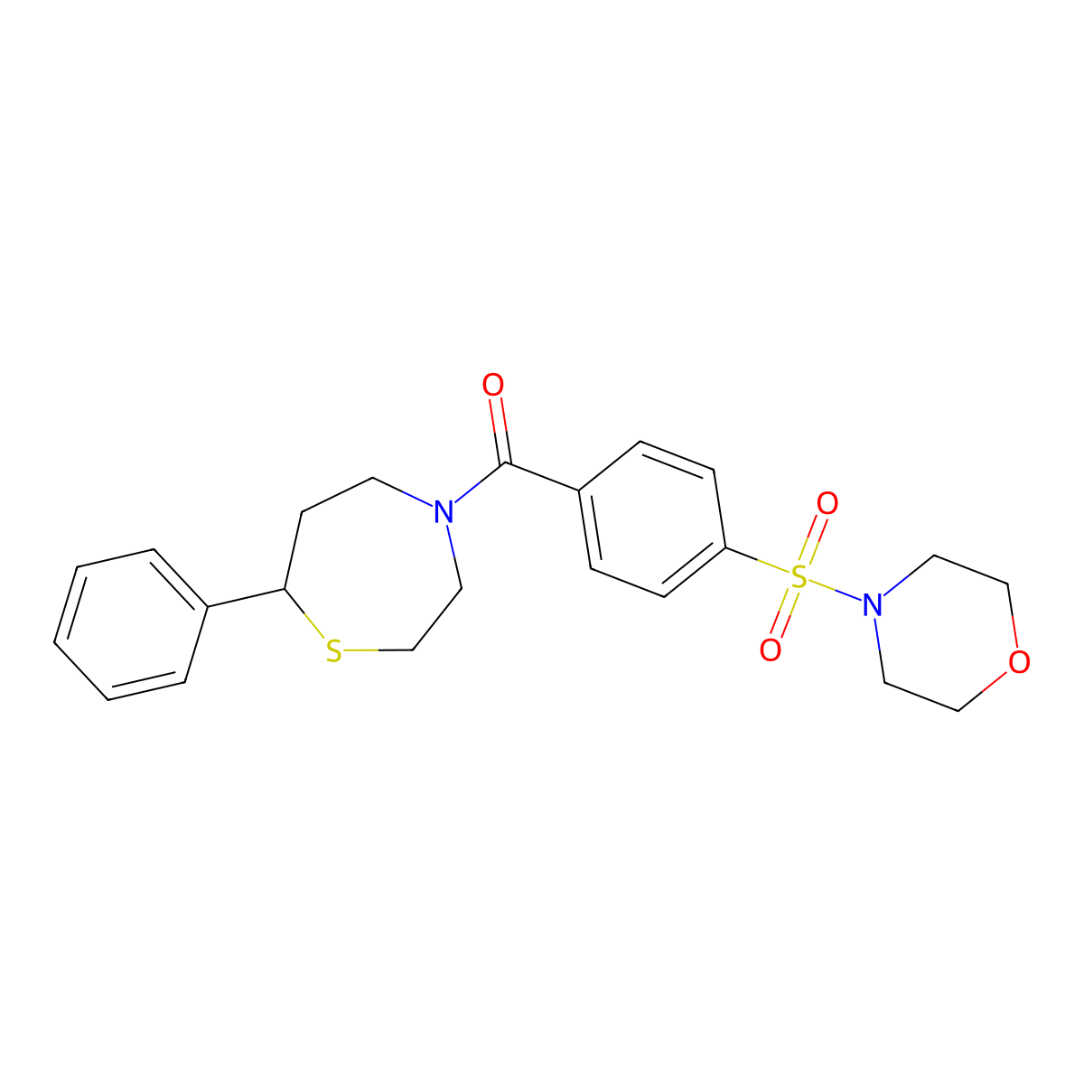 (4-(Morpholinosulfonyl)phenyl)(7-phenyl-1,4-thiazepan-4-yl)methanone molecular structure, CAS 1797028-72-8