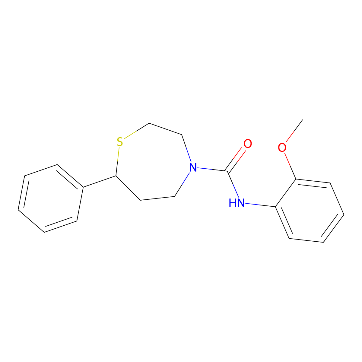 N-(2-methoxyphenyl)-7-phenyl-1,4-thiazepane-4-carboxamide molecular structure, CAS 1797028-88-6