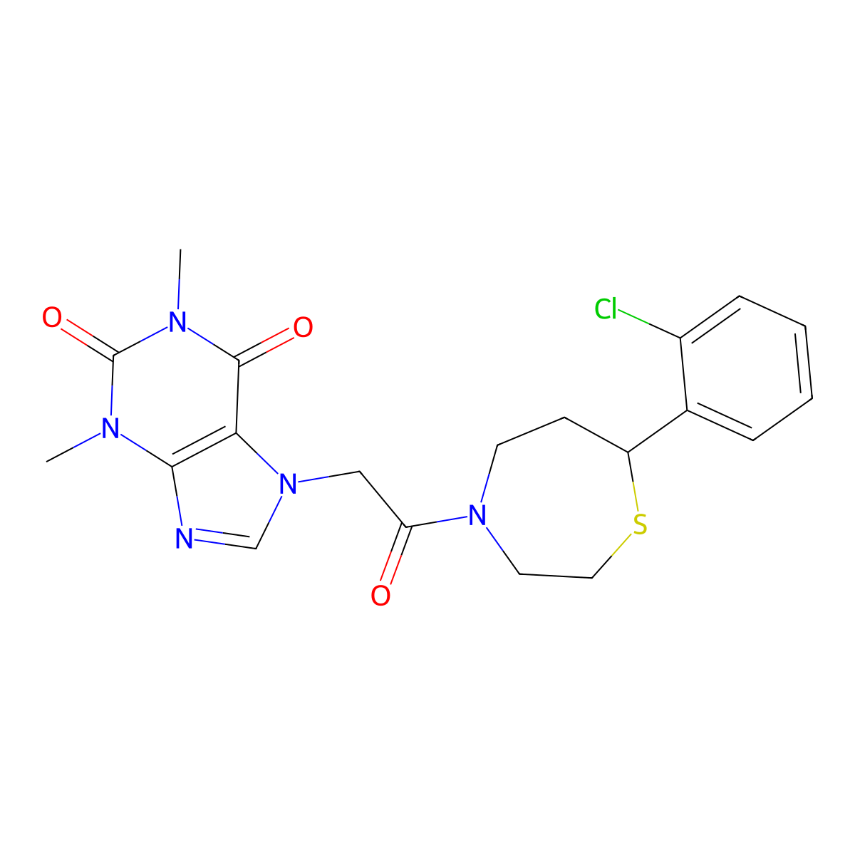 7-(2-(7-(2-chlorophenyl)-1,4-thiazepan-4-yl)-2-oxoethyl)-1,3-dimethyl-1H-purine-2,6(3H,7H)-dione molecular structure, CAS 1797029-08-3