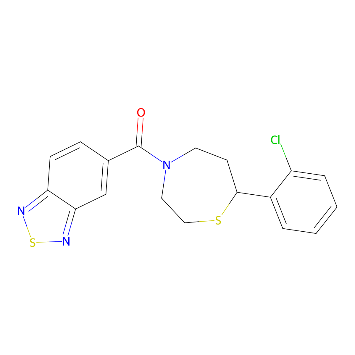 Benzo[c][1,2,5]thiadiazol-5-yl(7-(2-chlorophenyl)-1,4-thiazepan-4-yl)methanone molecular structure, CAS 1797029-14-1