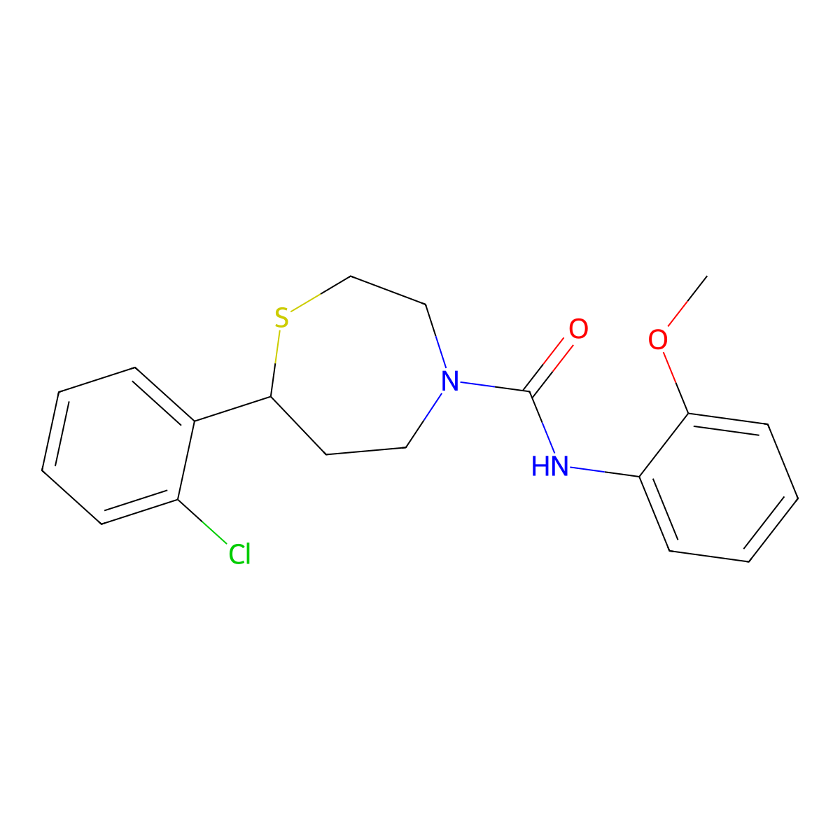 7-(2-chlorophenyl)-N-(2-methoxyphenyl)-1,4-thiazepane-4-carboxamide molecular structure, CAS 1797029-17-4