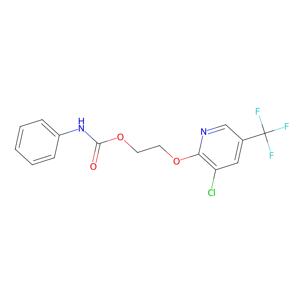 2-{[3-chloro-5-(trifluoromethyl)-2-pyridinyl]oxy}ethyl N-phenylcarbamate molecular structure, CAS 1797034-56-0