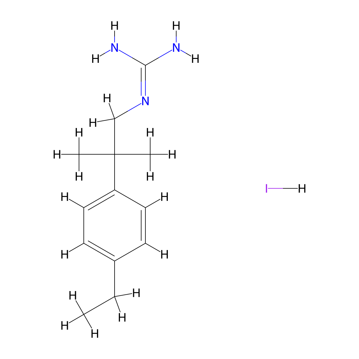 N-[2-(4-ethylphenyl)-2-methylpropyl]guanidine hydroiodide molecular structure, CAS 1797035-58-5