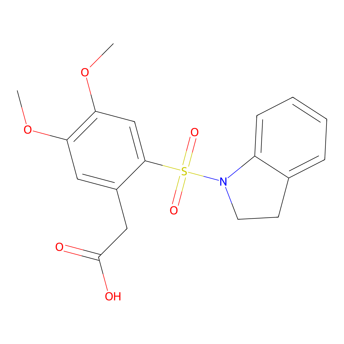 2-(4,5-Dimethoxy-2-(indolin-1-ylsulfonyl)phenyl)acetic acid molecular structure, CAS 1797040-31-3