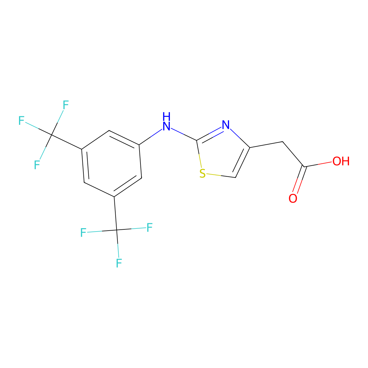 2-(4-((3,5-bis(Trifluoromethyl)phenyl)amino)-3,5-thiazolyl)acetic acid molecular structure, CAS 1797040-33-5