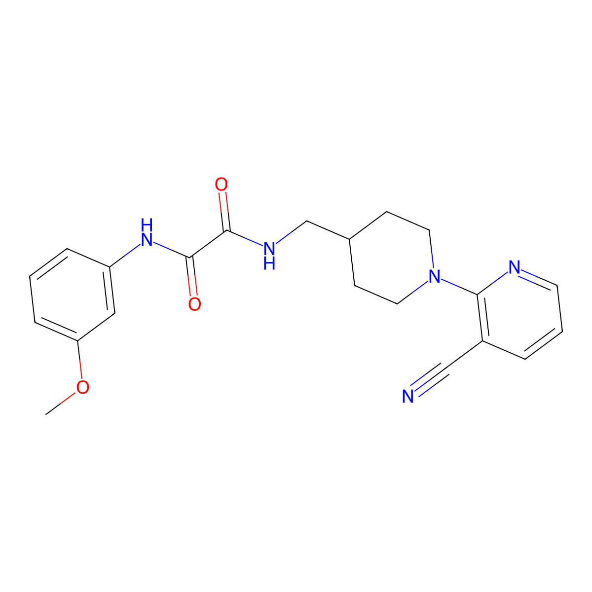N1-((1-(3-cyanopyridin-2-yl)piperidin-4-yl)methyl)-N2-(3-methoxyphenyl)oxalamide molecular structure, CAS 1797047-00-7