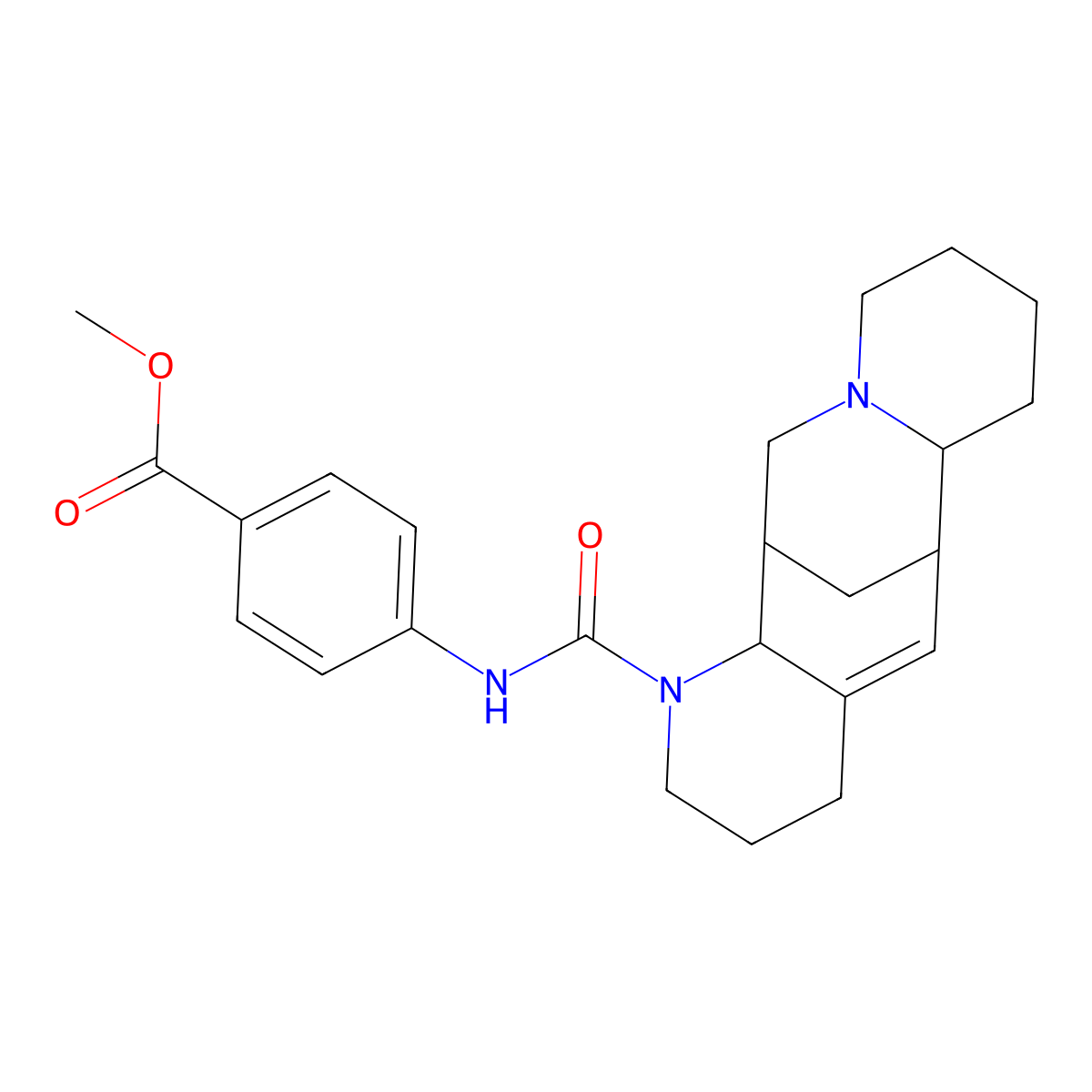 Methyl 4-(3,15-diazatetracyclo[7.7.1.02,7.010,15]heptadec-7-ene-3-carbonylamino)benzoate molecular structure, CAS 1797055-05-0