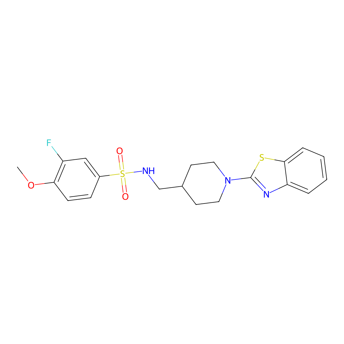 N-((1-(benzo[d]thiazol-2-yl)piperidin-4-yl)methyl)-3-fluoro-4-methoxybenzenesulfonamide molecular structure, CAS 1797057-66-9