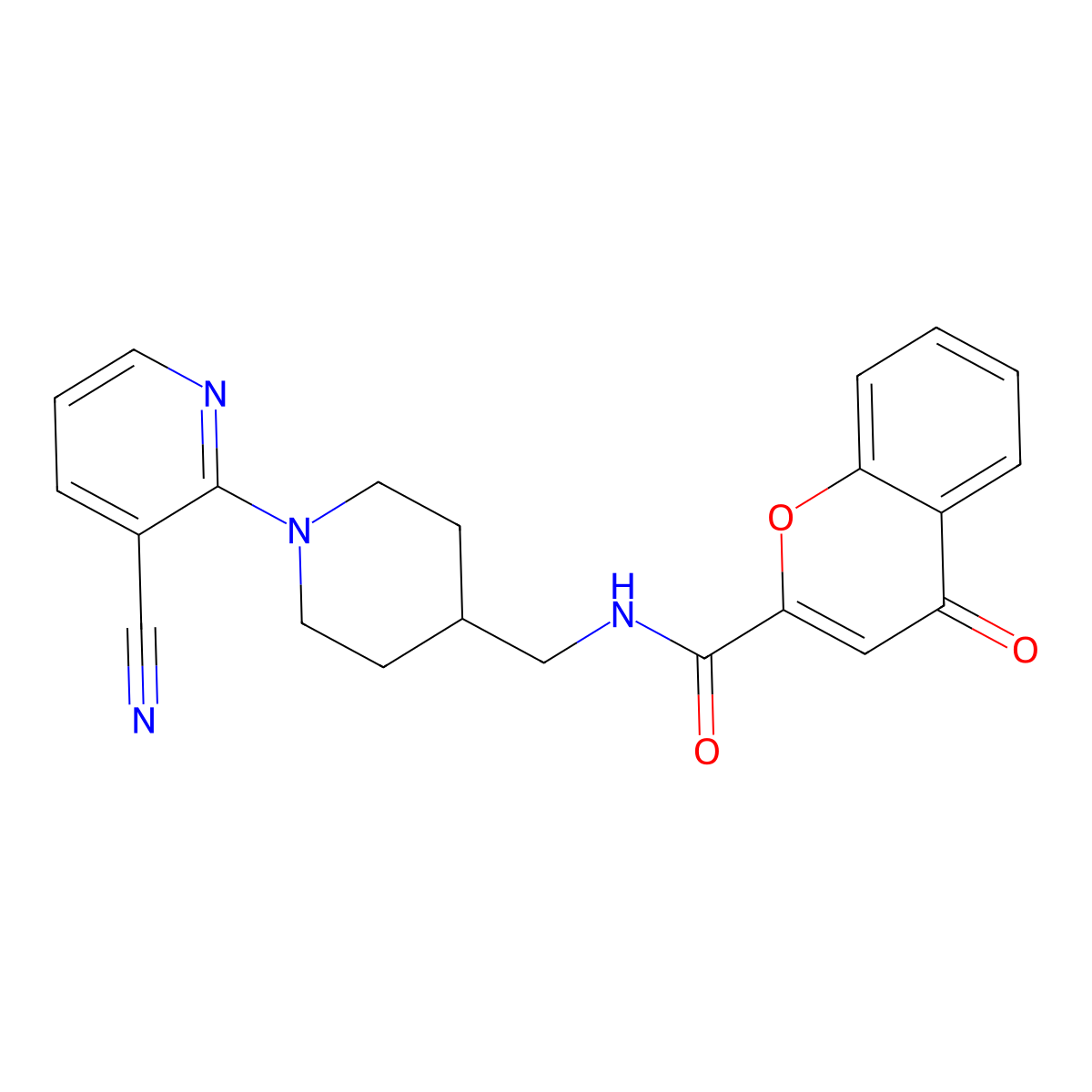 N-((1-(3-cyanopyridin-2-yl)piperidin-4-yl)methyl)-4-oxo-4H-chromene-2-carboxamide molecular structure, CAS 1797057-80-7