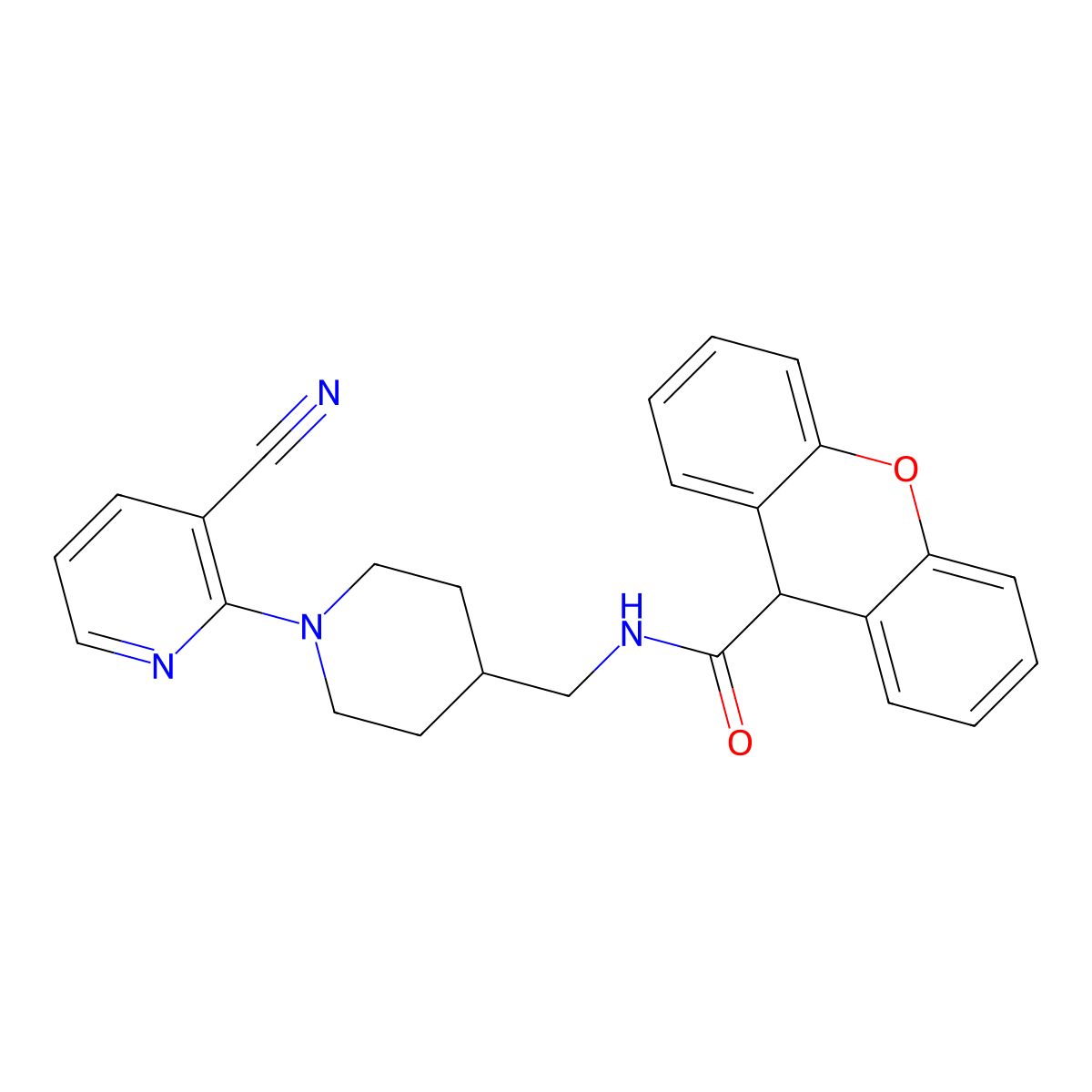 N-{[1-(3-cyanopyridin-2-yl)piperidin-4-yl]methyl}-9H-xanthene-9-carboxamide molecular structure, CAS 1797057-85-2