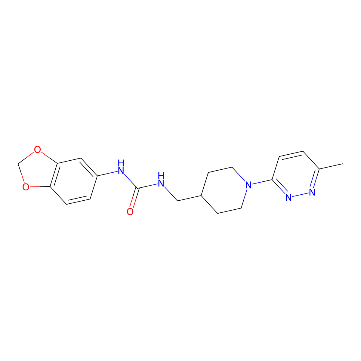 1-(Benzo[d][1,3]dioxol-5-yl)-3-((1-(6-methylpyridazin-3-yl)piperidin-4-yl)methyl)urea molecular structure, CAS 1797058-13-9