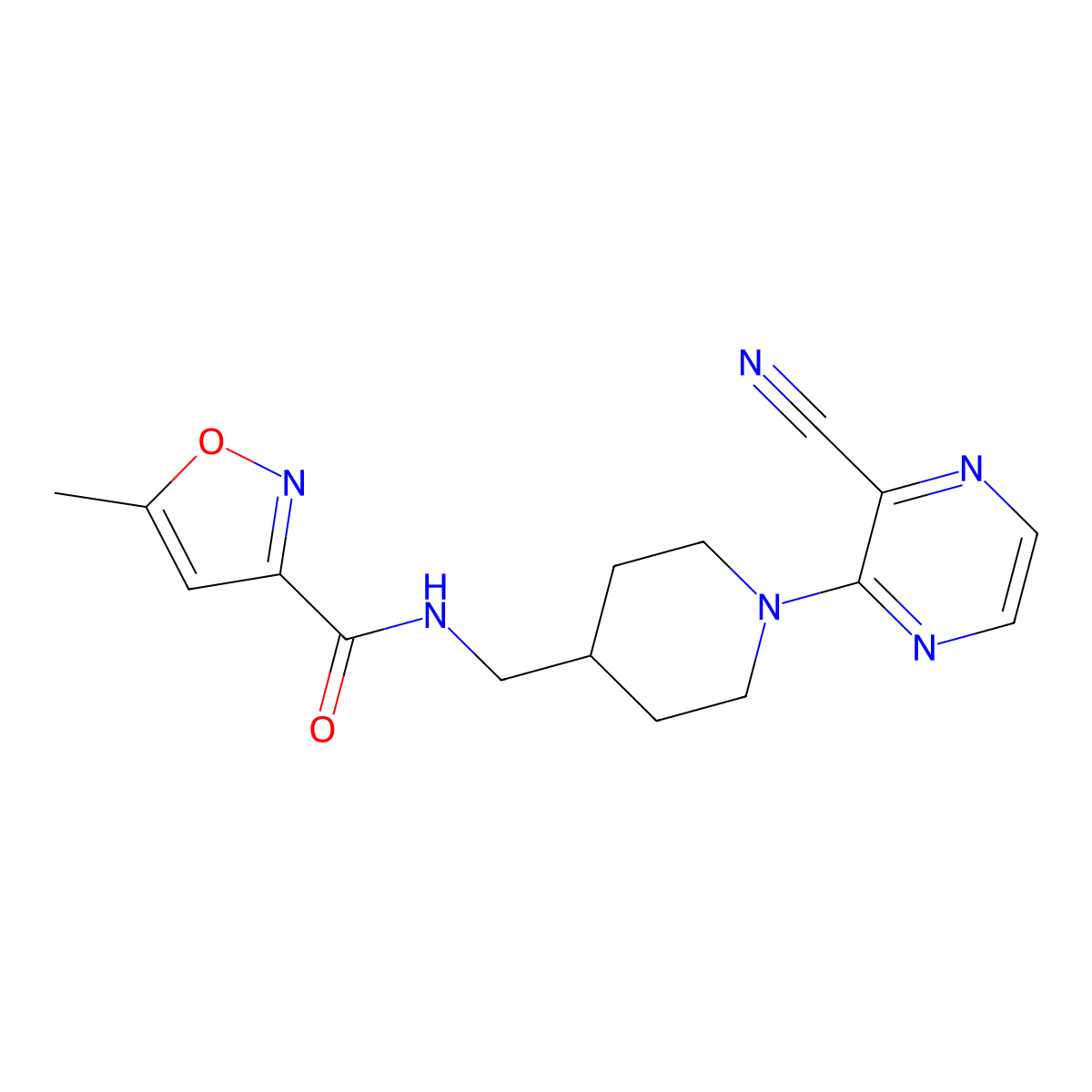 N-((1-(3-cyanopyrazin-2-yl)piperidin-4-yl)methyl)-5-methylisoxazole-3-carboxamide molecular structure, CAS 1797058-47-9