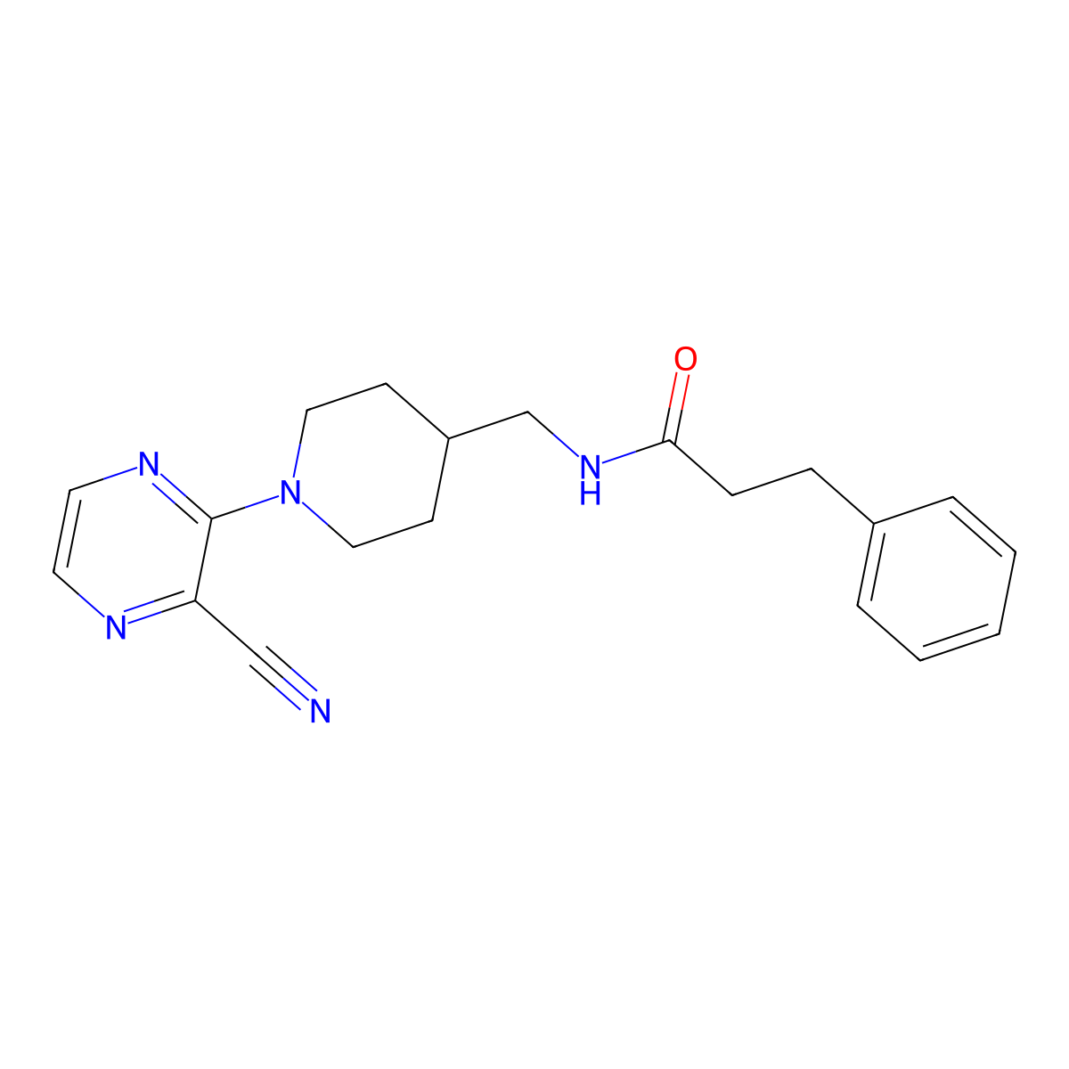 N-{[1-(3-cyanopyrazin-2-yl)piperidin-4-yl]methyl}-3-phenylpropanamide molecular structure, CAS 1797058-86-6
