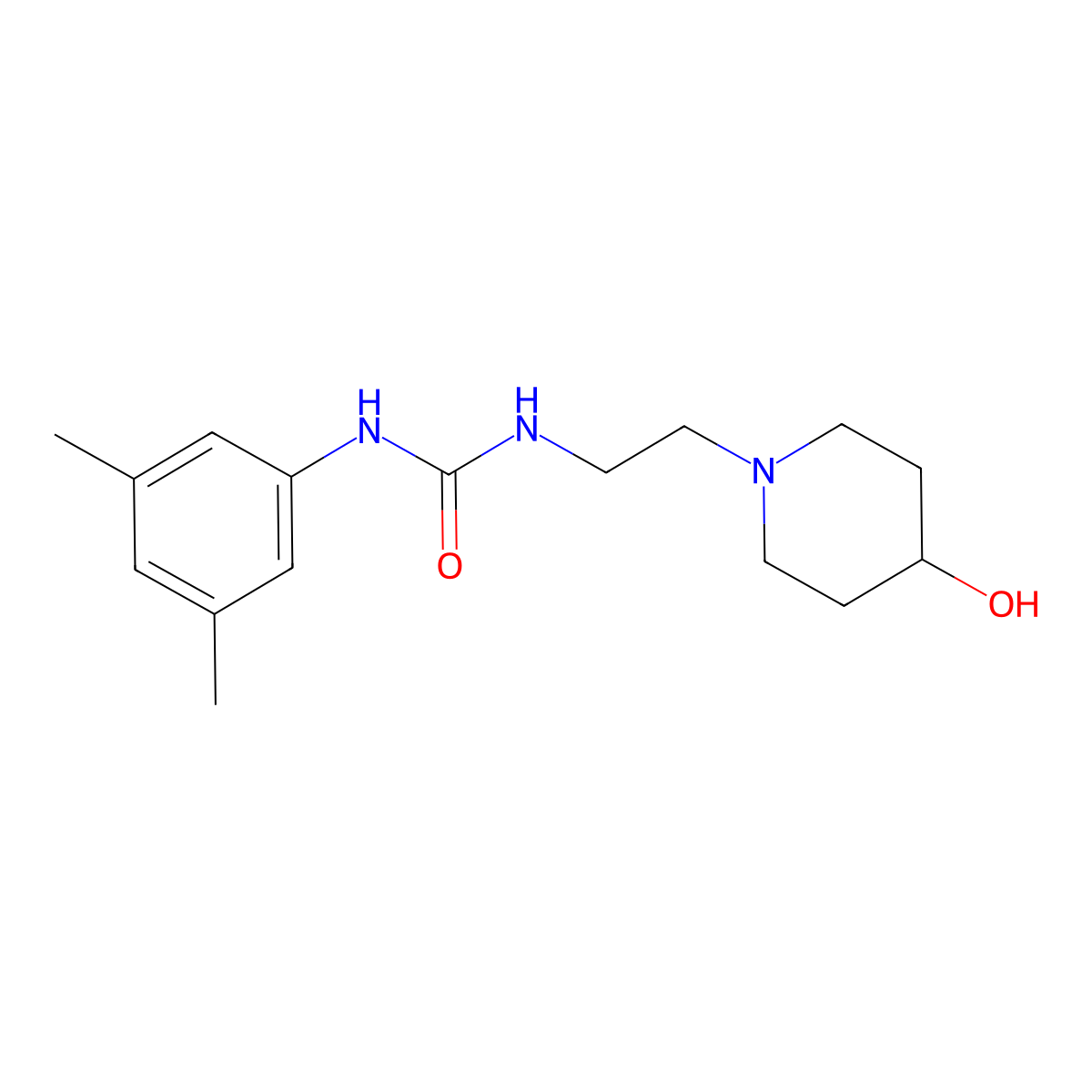 1-(3,5-Dimethylphenyl)-3-[2-(4-hydroxypiperidin-1-yl)ethyl]urea molecular structure, CAS 1797059-81-4