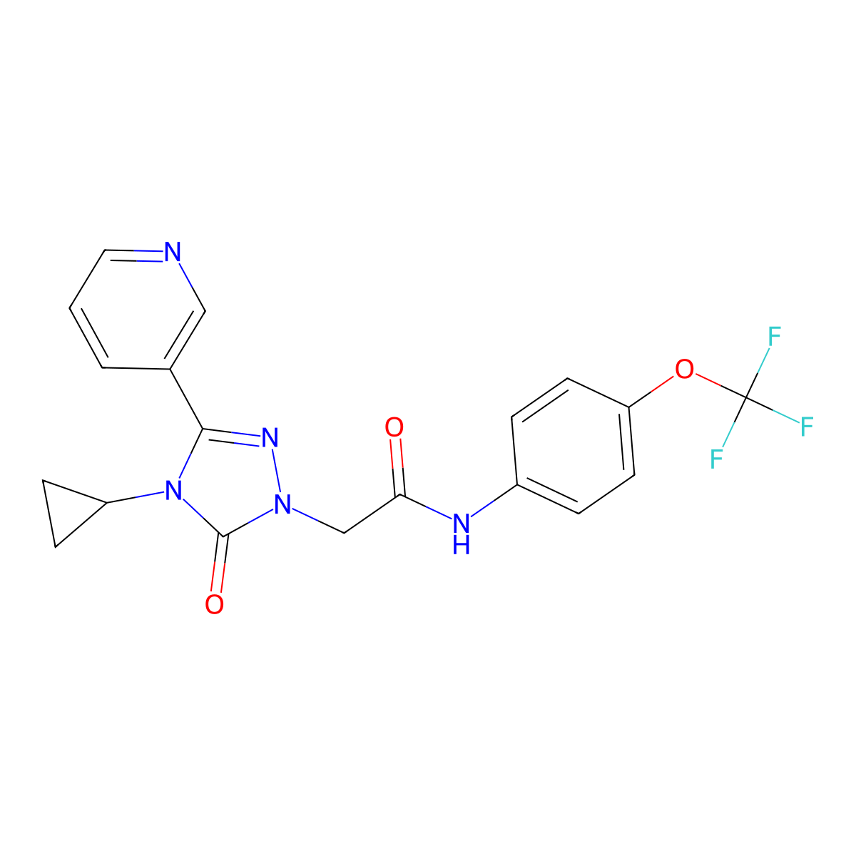 2-[4-cyclopropyl-5-oxo-3-(pyridin-3-yl)-4,5-dihydro-1H-1,2,4-triazol-1-yl]-N-[4-(trifluoromethoxy)phenyl]acetamide molecular structure, CAS 1797060-89-9