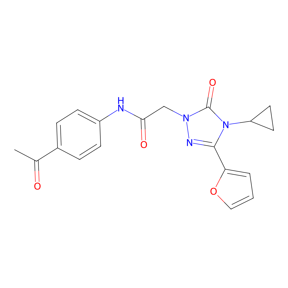 N-(4-acetylphenyl)-2-(4-cyclopropyl-3-(furan-2-yl)-5-oxo-4,5-dihydro-1H-1,2,4-triazol-1-yl)acetamide molecular structure, CAS 1797061-02-9