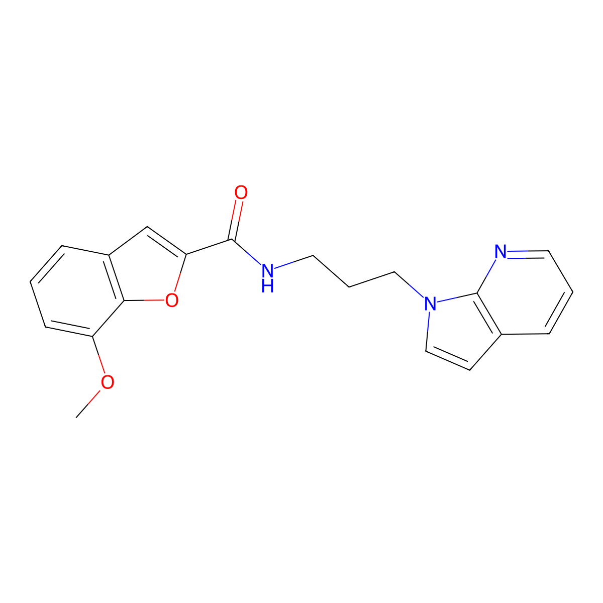 N-(3-(1H-pyrrolo[2,3-b]pyridin-1-yl)propyl)-7-methoxybenzofuran-2-carboxamide molecular structure, CAS 1797062-05-5