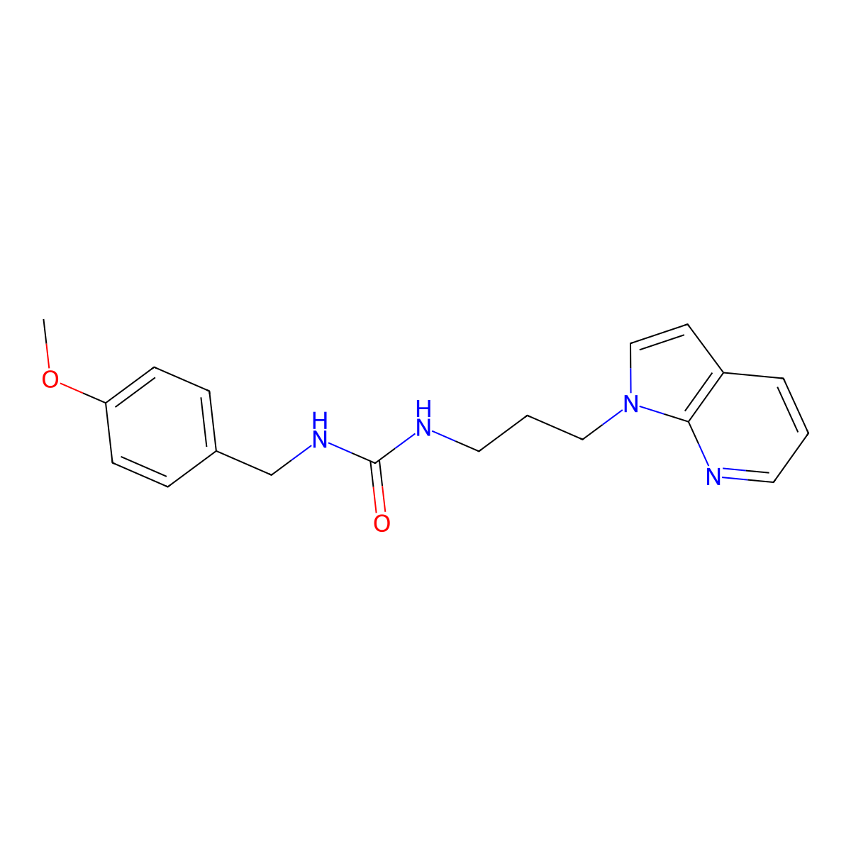 1-(3-(1H-pyrrolo[2,3-b]pyridin-1-yl)propyl)-3-(4-methoxybenzyl)urea molecular structure, CAS 1797062-21-5