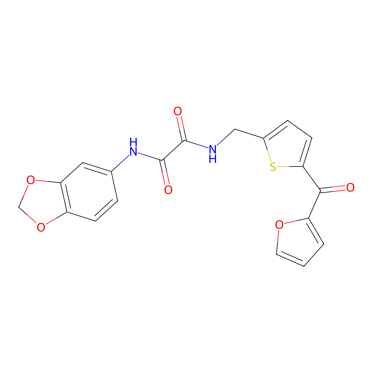 N1-(benzo[d][1,3]dioxol-5-yl)-N2-((5-(furan-2-carbonyl)thiophen-2-yl)methyl)oxalamide molecular structure, CAS 1797062-24-8