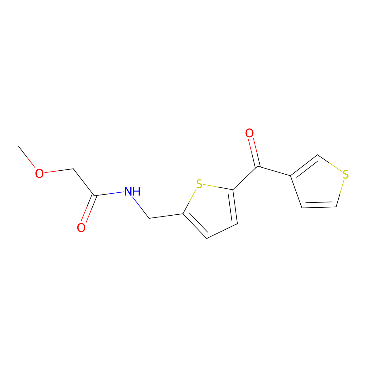 2-methoxy-N-{[5-(thiophene-3-carbonyl)thiophen-2-yl]methyl}acetamide molecular structure, CAS 1797062-34-0