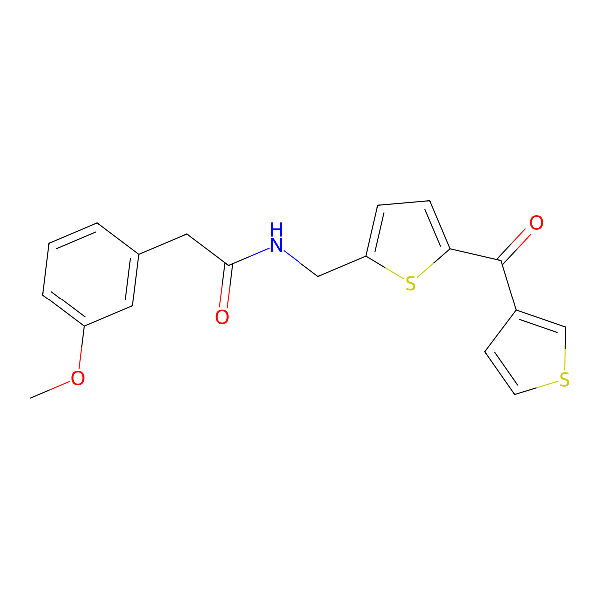 2-(3-methoxyphenyl)-N-((5-(thiophene-3-carbonyl)thiophen-2-yl)methyl)acetamide molecular structure, CAS 1797062-58-8
