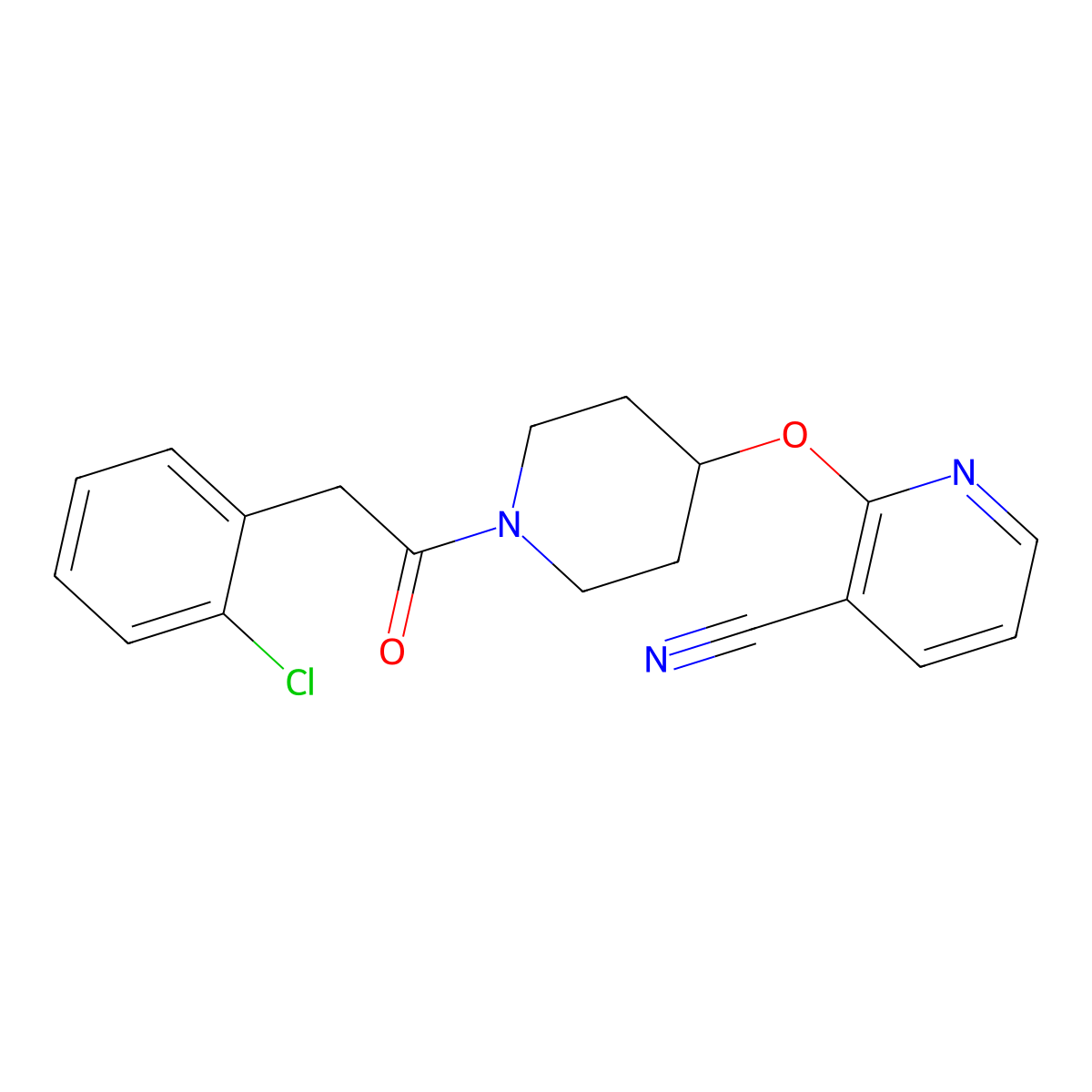 2-((1-(2-(2-Chlorophenyl)acetyl)piperidin-4-yl)oxy)nicotinonitrile molecular structure, CAS 1797062-59-9