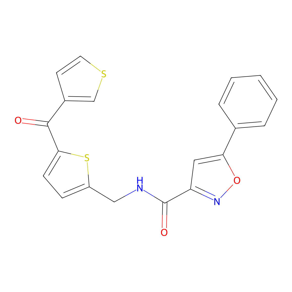5-phenyl-N-((5-(thiophene-3-carbonyl)thiophen-2-yl)methyl)isoxazole-3-carboxamide molecular structure, CAS 1797062-63-5