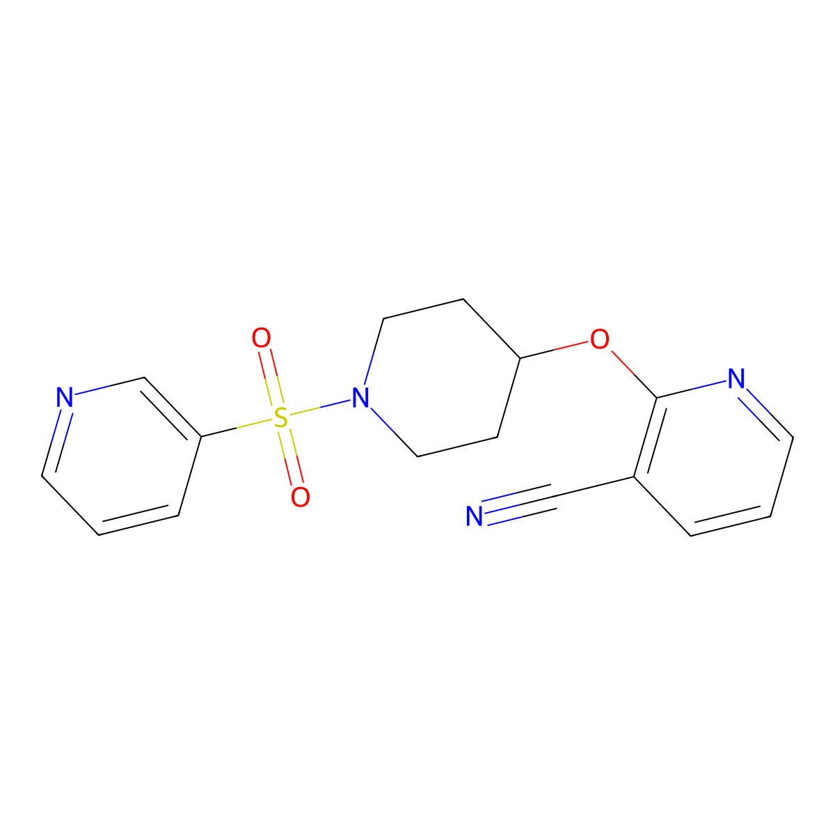 2-((1-(Pyridin-3-ylsulfonyl)piperidin-4-yl)oxy)nicotinonitrile molecular structure, CAS 1797062-67-9