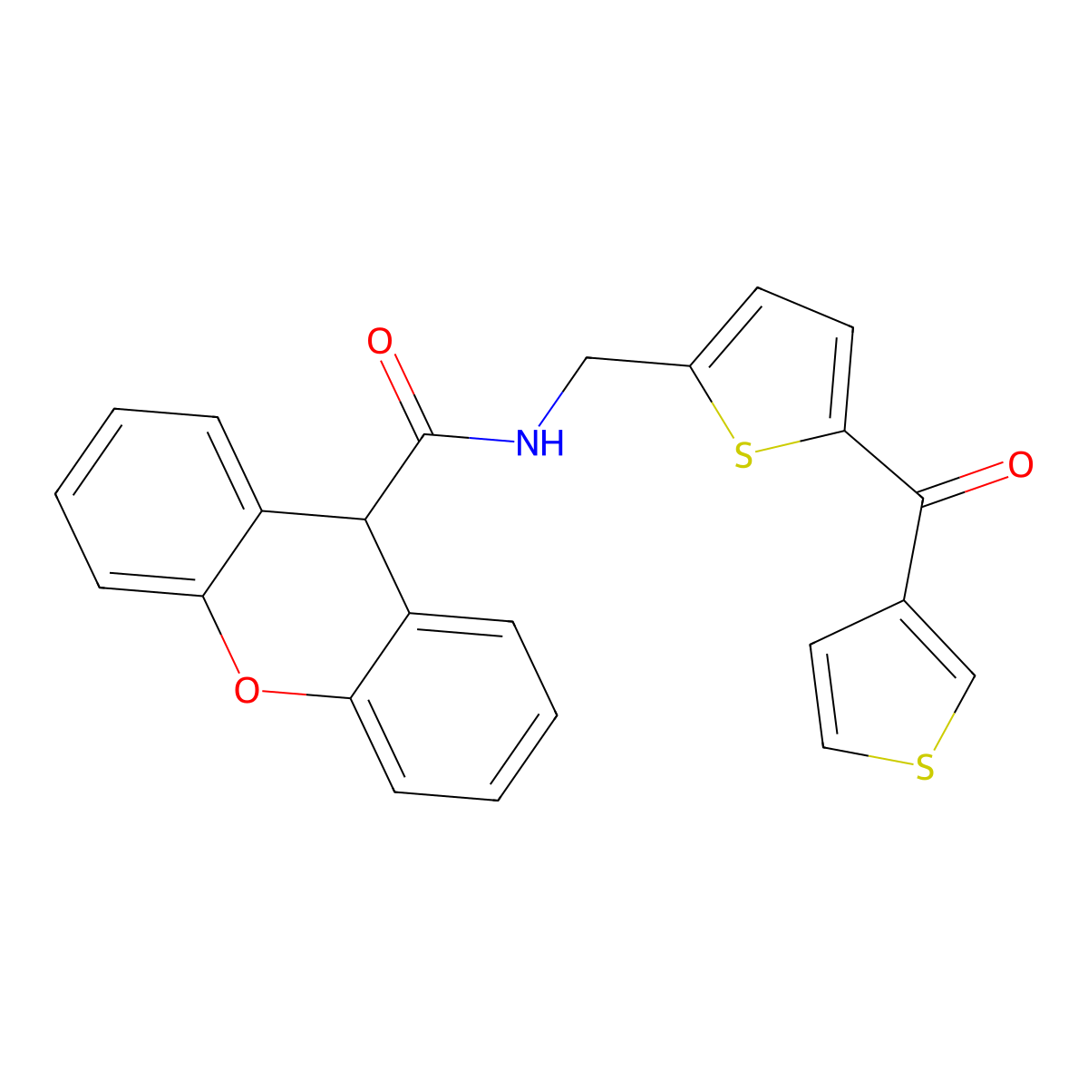 N-{[5-(thiophene-3-carbonyl)thiophen-2-yl]methyl}-9H-xanthene-9-carboxamide molecular structure, CAS 1797062-71-5