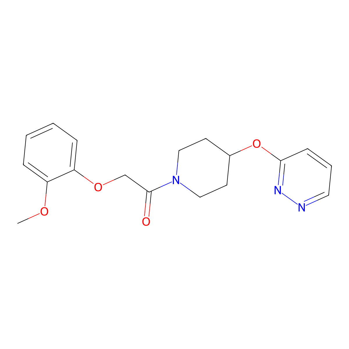 2-(2-Methoxyphenoxy)-1-(4-(pyridazin-3-yloxy)piperidin-1-yl)ethanone molecular structure, CAS 1797062-76-0