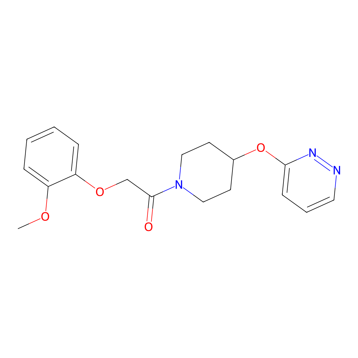 2-(2-Methoxyphenoxy)-1-(4-(pyridazin-3-yloxy)piperidin-1-yl)ethanone molecular structure, CAS 1797062-76-0